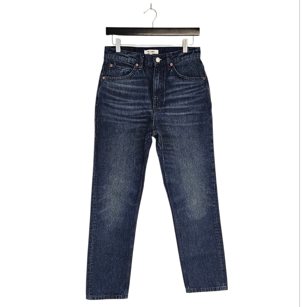 RE/DONE 70s Straight Leg Ankle High Rise Dark Blue‎ Jeans 26 Preowned